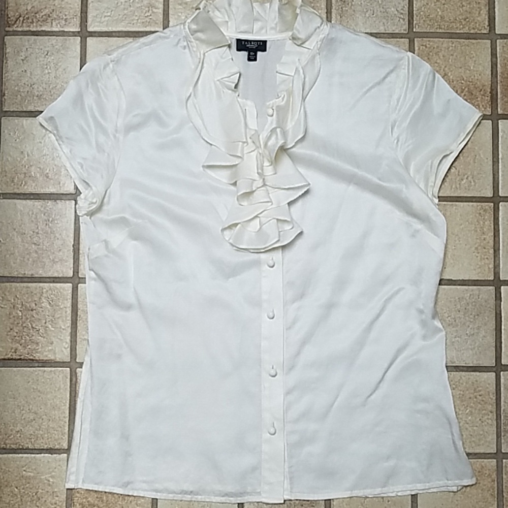 Luxury 100% Silk Cream Blouse Petites